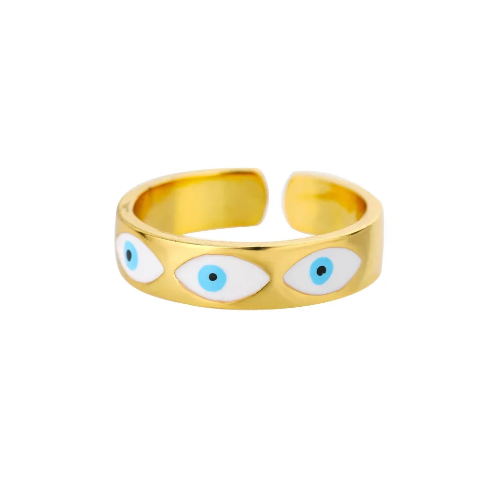 Adjustable Evil Eye Ring - 13 / resizable