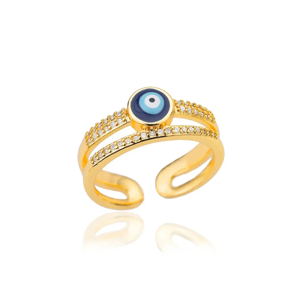 Adjustable Evil Eye Ring - 14 / resizable