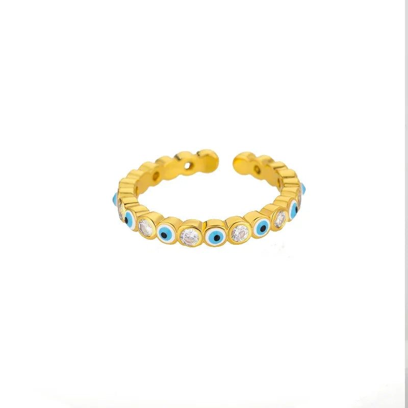 Adjustable Evil Eye Ring - 16 / resizable