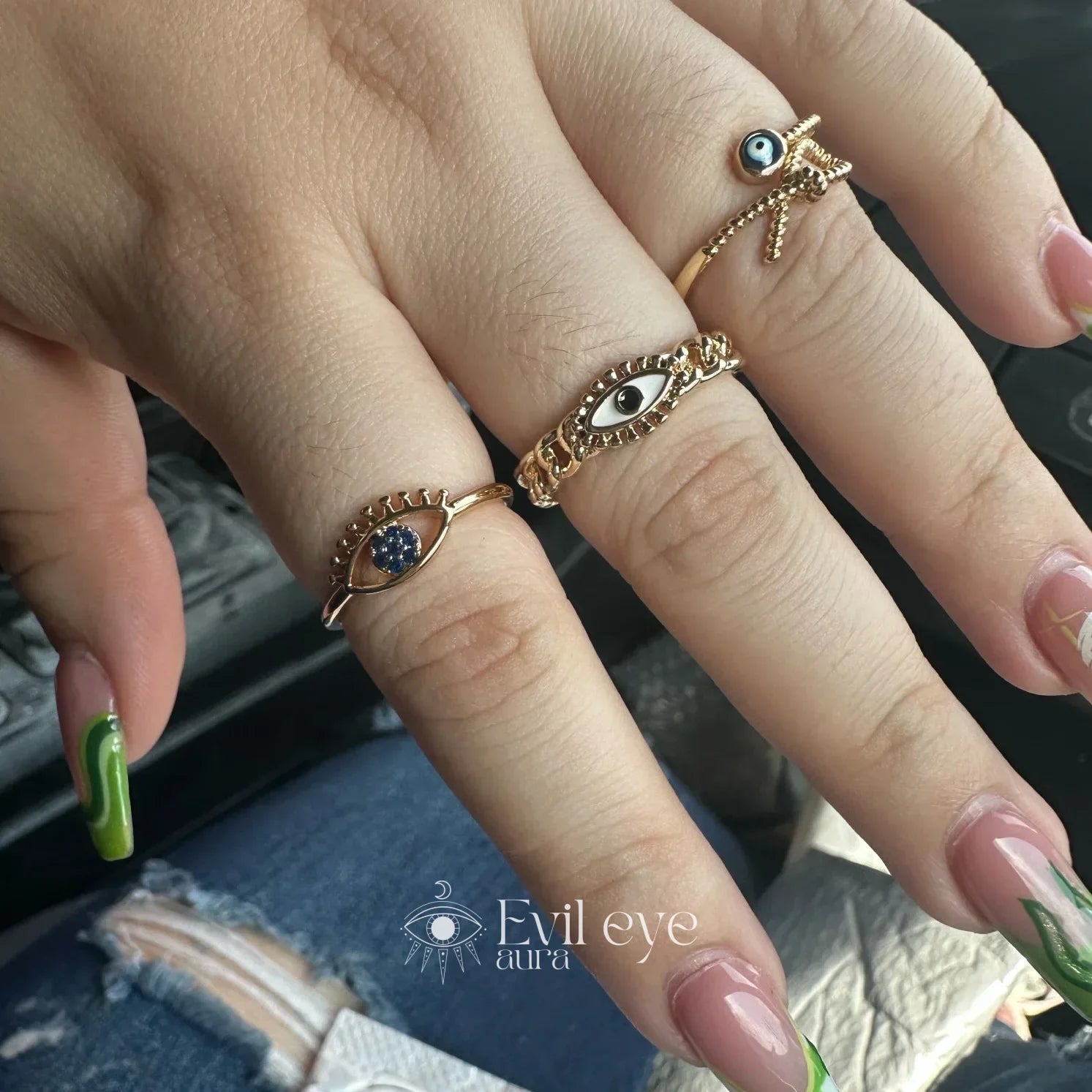Adjustable Evil Eye Ring