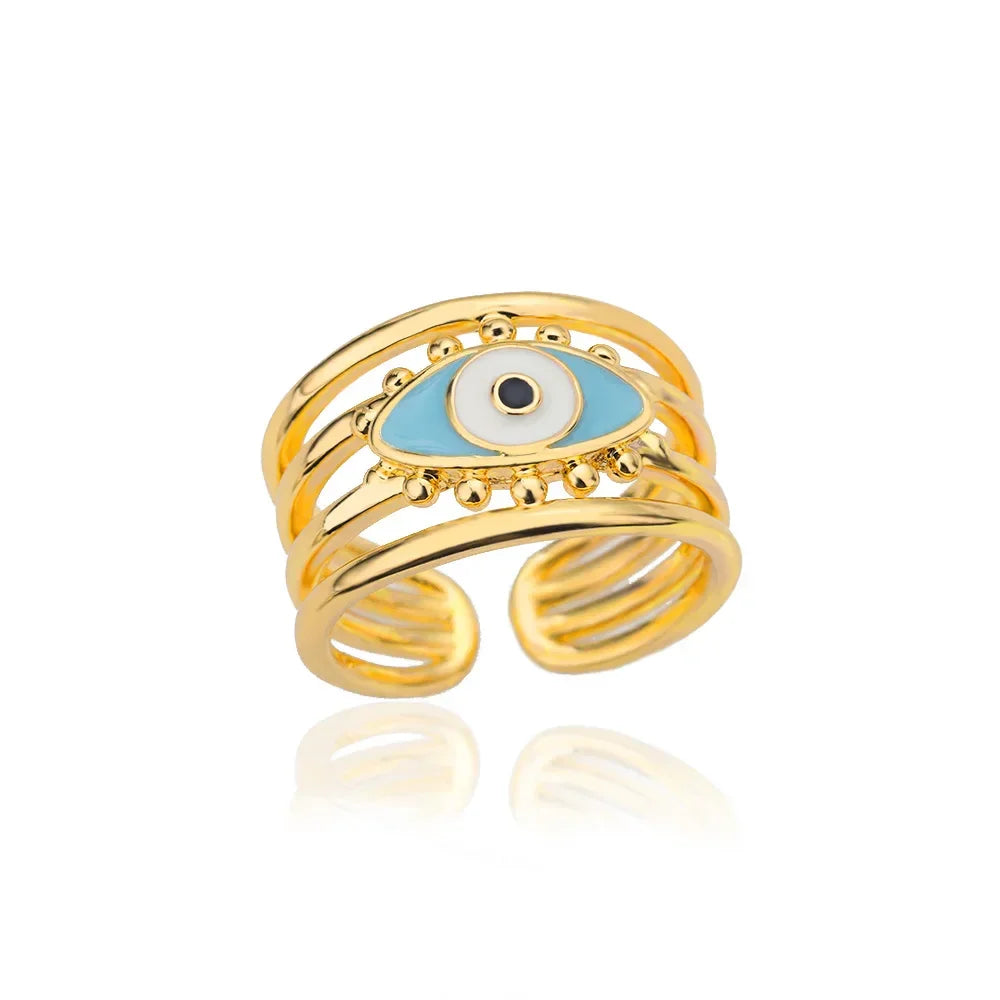 Adjustable Evil Eye Ring - 4 / resizable