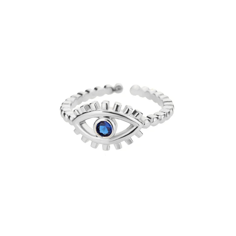 Adjustable Evil Eye Ring - 5 / resizable