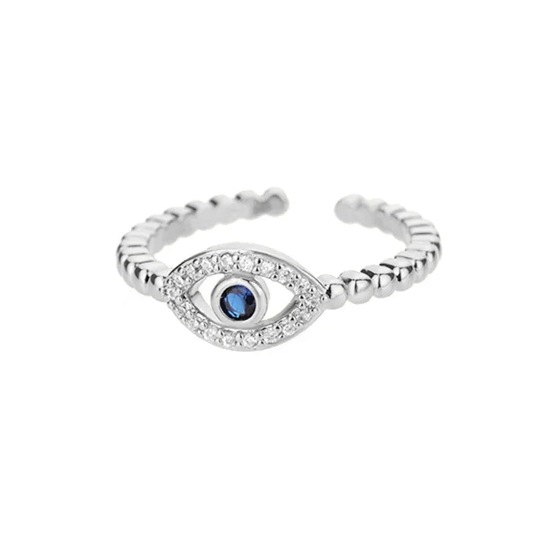 Adjustable Evil Eye Ring - 7 / resizable
