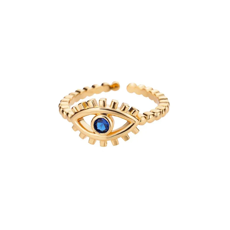 Adjustable Evil Eye Ring - 9 / resizable