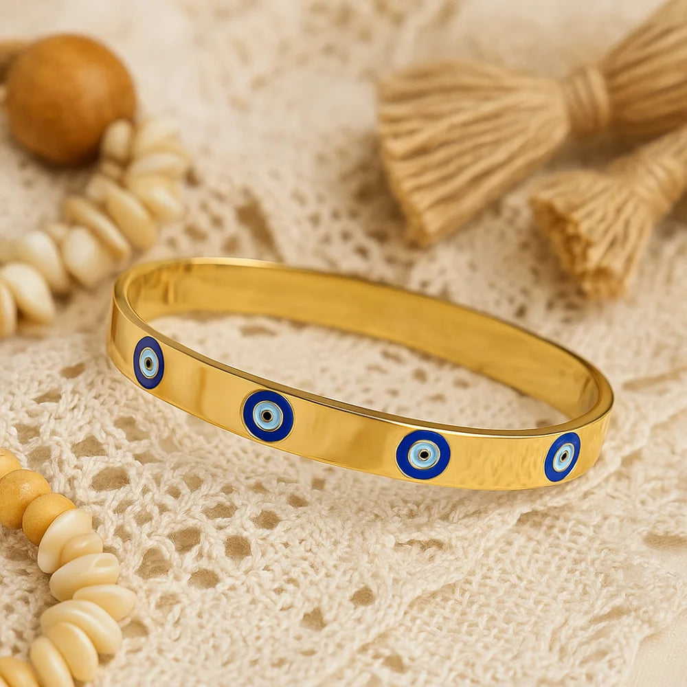 Bangle Evil Eye Bracelet Gold