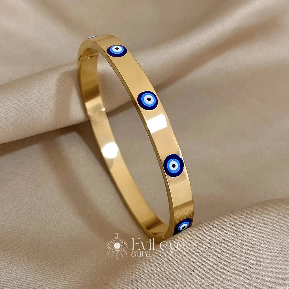 Bangle Evil Eye Bracelet Gold