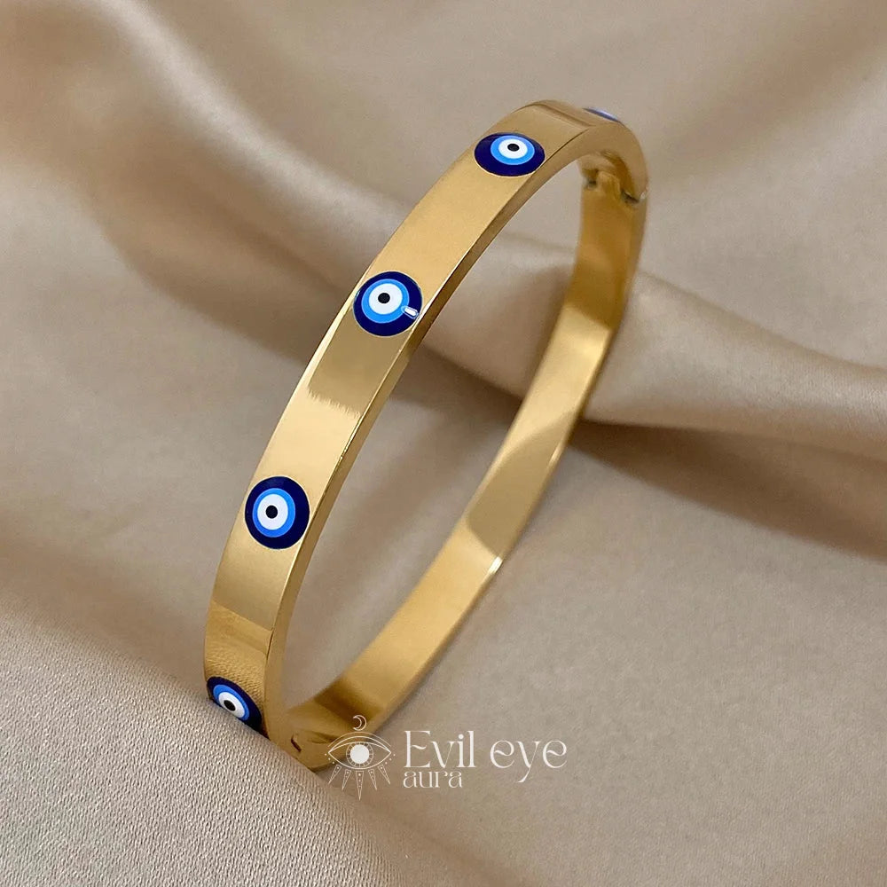 Bangle Evil Eye Bracelet Gold