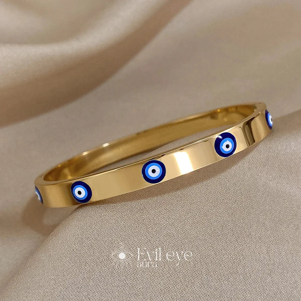 Bangle Evil Eye Bracelet Gold