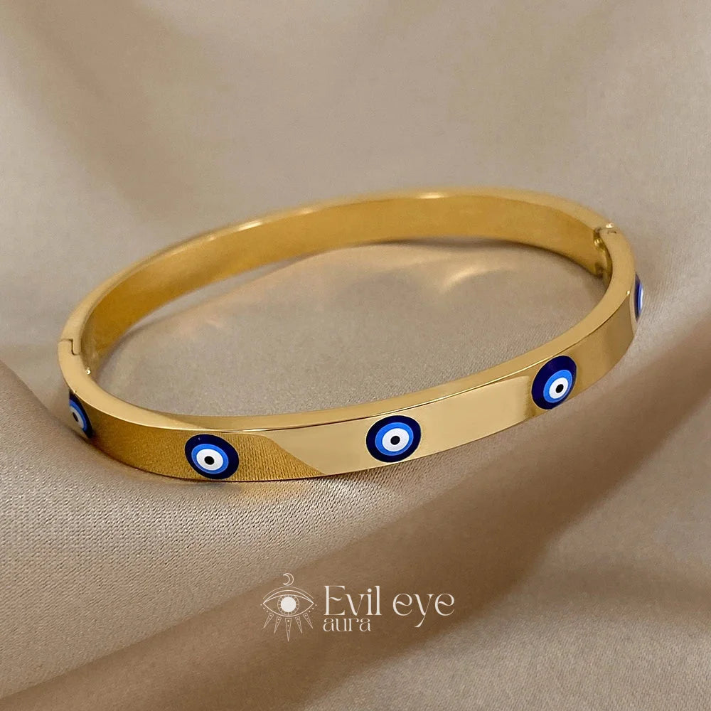 Bangle Evil Eye Bracelet Gold