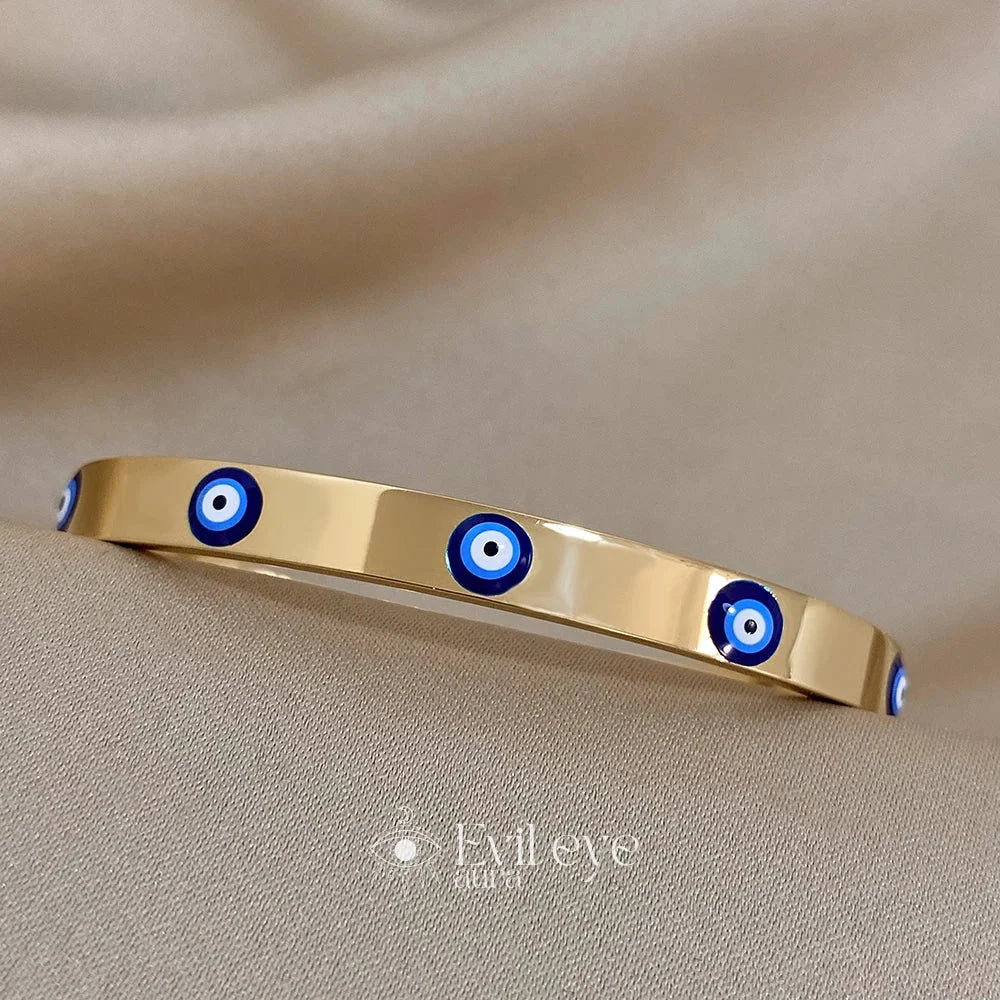Bangle Evil Eye Bracelet Gold