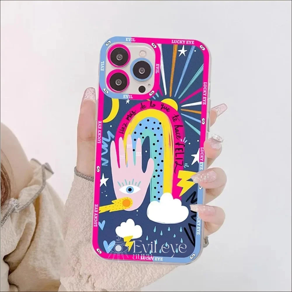 Colorful Evil Eye Phone case - 1 / For iPhone 15 Plus