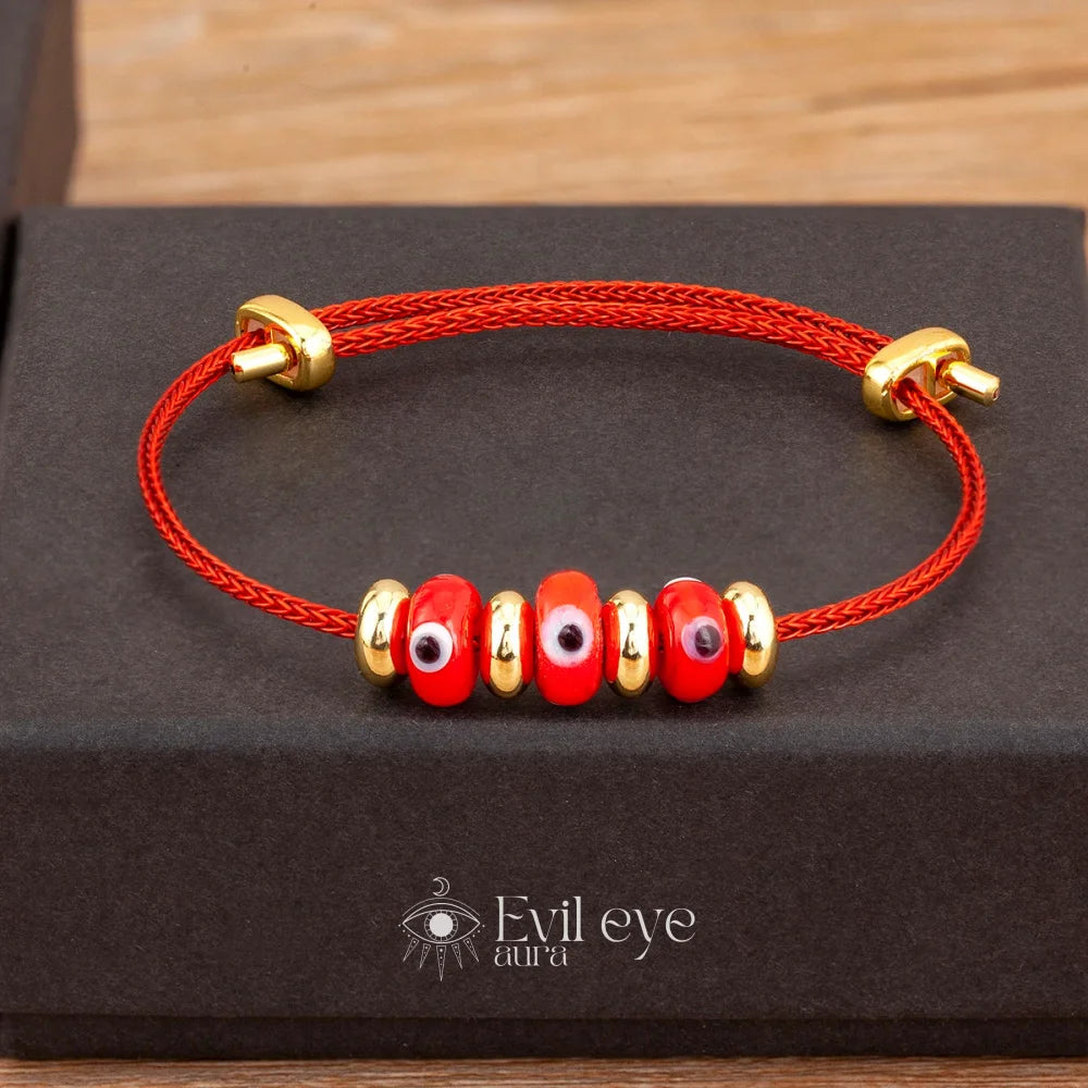 Evil Eye Charm Bracelet - Red