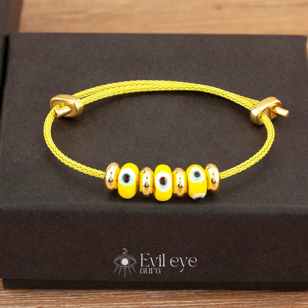 Evil Eye Charm Bracelet - Yellow