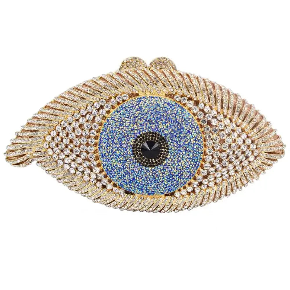Evil Eye Designer Bag - Gold Silver / 22x12x5cm with chain