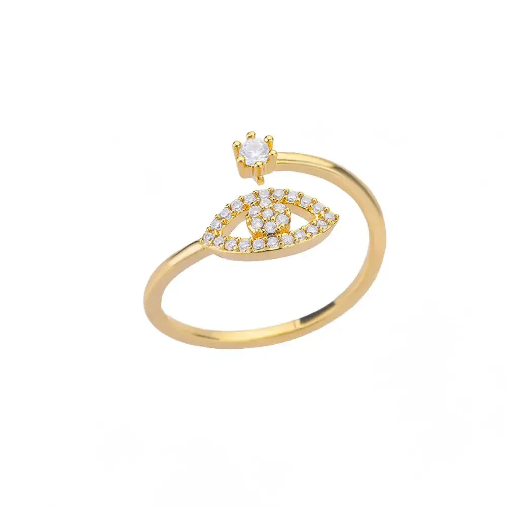 Evil Eye Diamond Ring - Gold / resizable