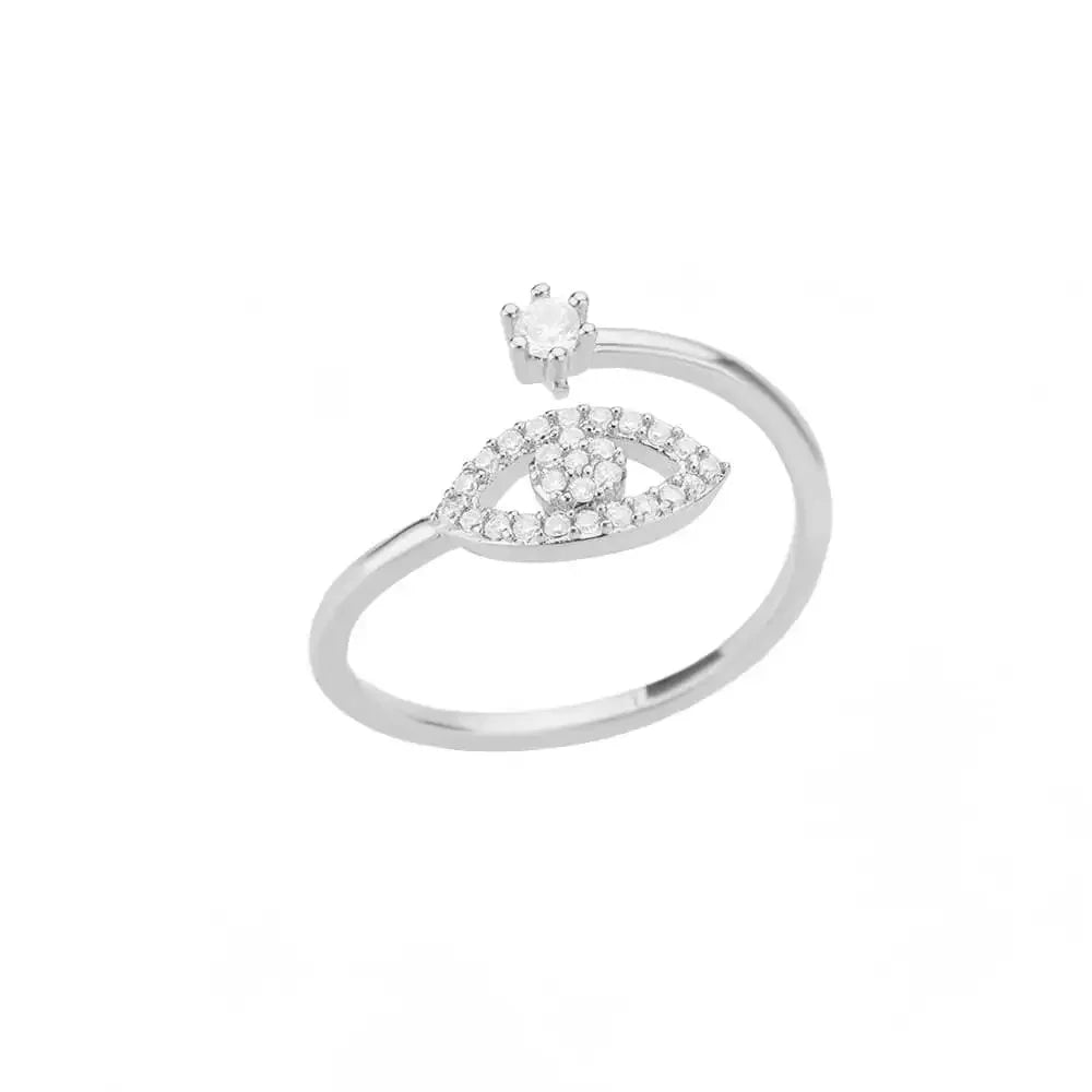 Evil Eye Diamond Ring - Silver / resizable