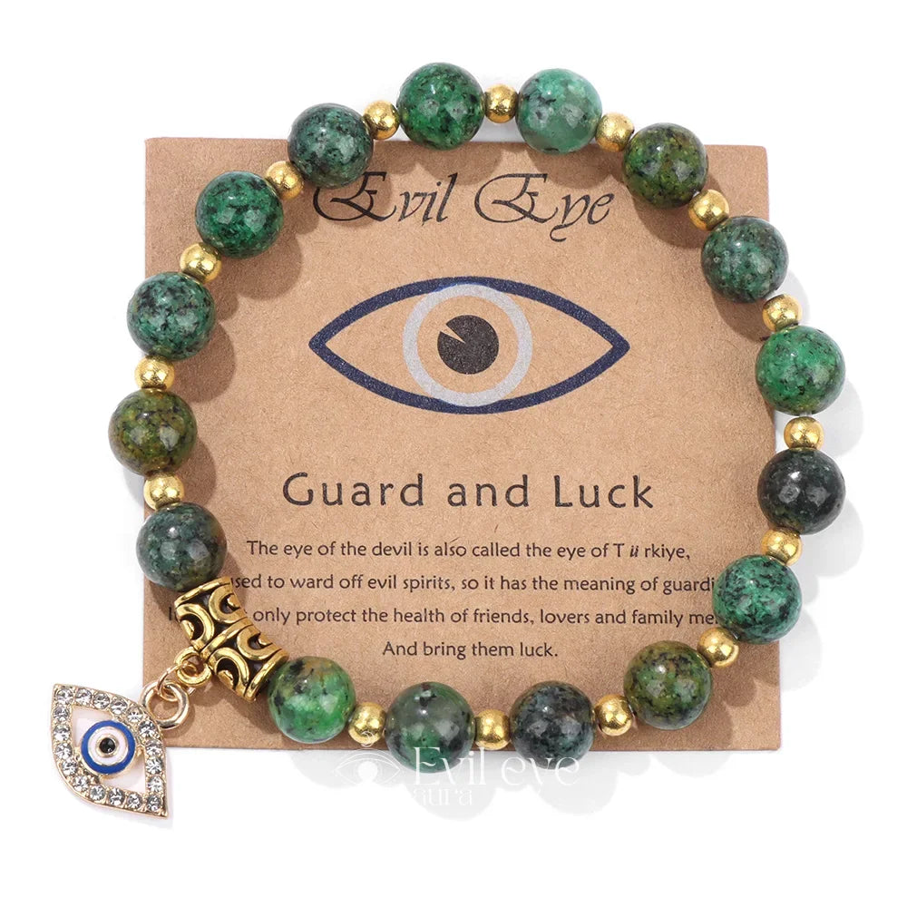 Evil Eye Gemstone Bracelet - African Turquoise / 19CM