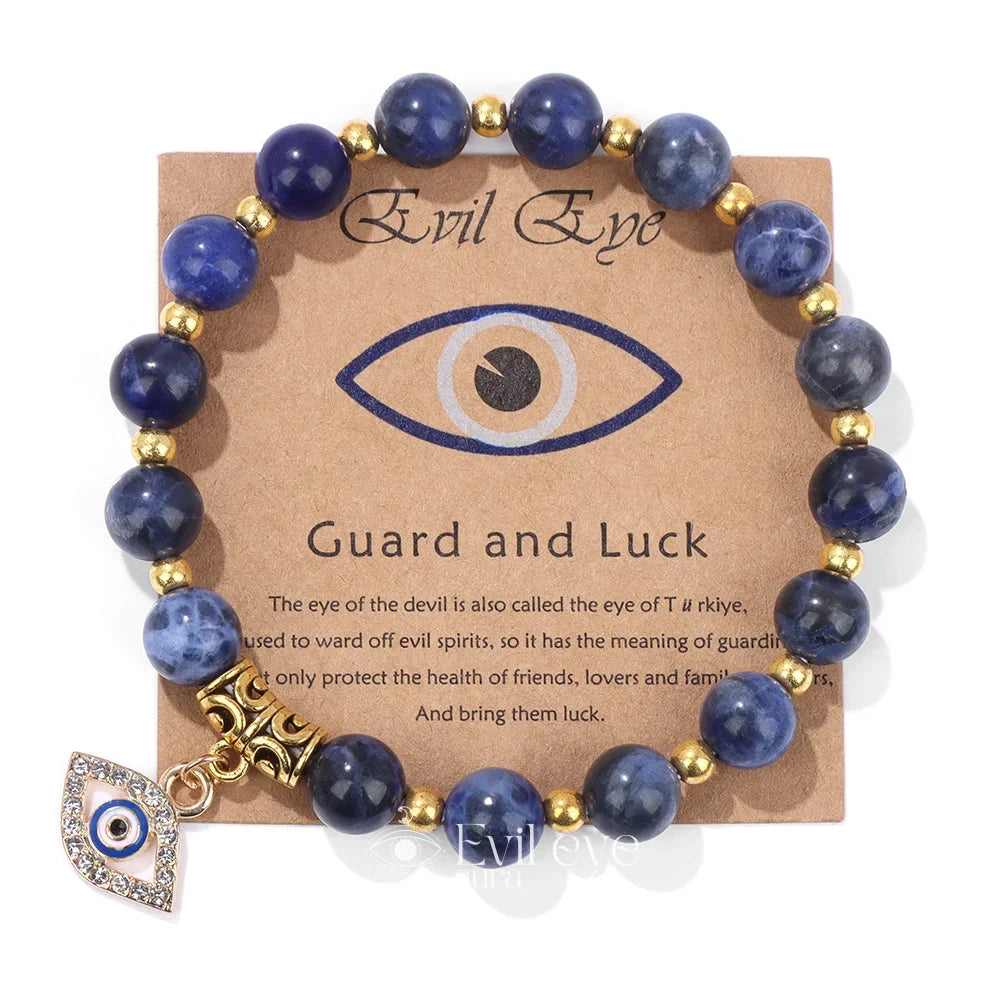 Evil Eye Gemstone Bracelet - Blue Sodalite / 19CM