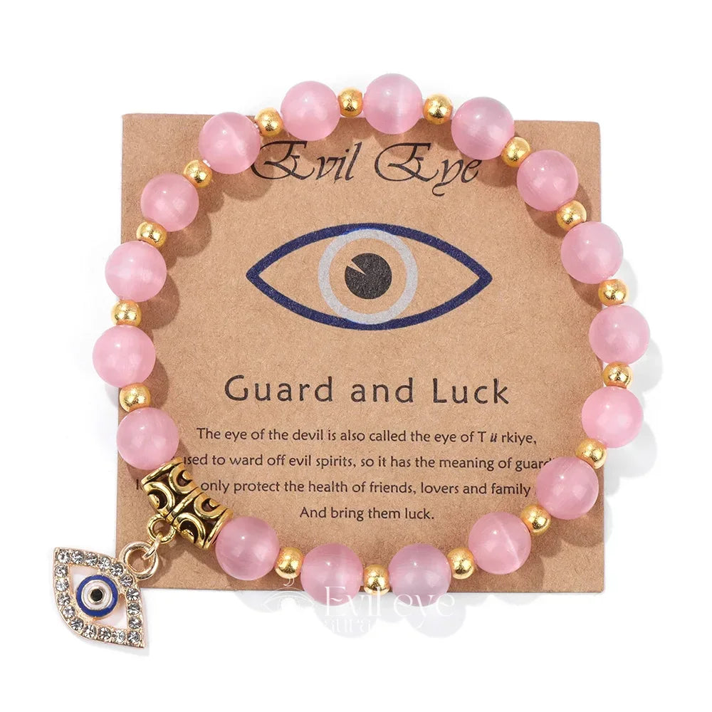 Evil Eye Gemstone Bracelet - Cat Eye / 19CM