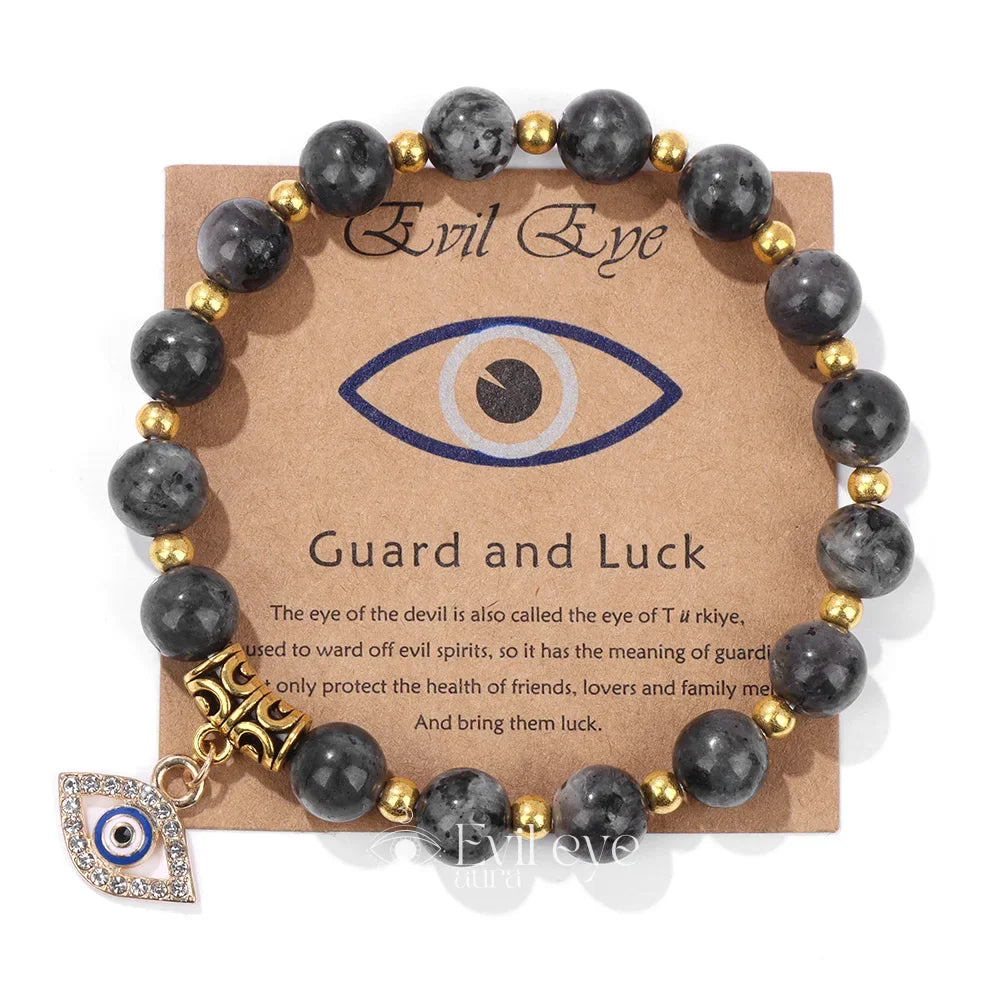 Evil Eye Gemstone Bracelet - Labradorite / 19CM