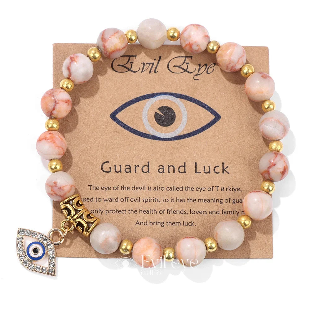 Evil Eye Gemstone Bracelet - Red Network / 19CM