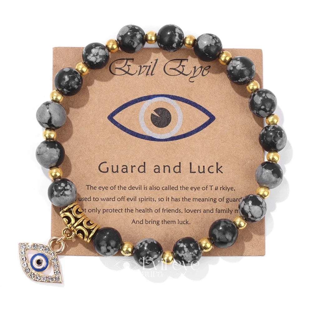 Evil Eye Gemstone Bracelet - Snowflakes / 19CM
