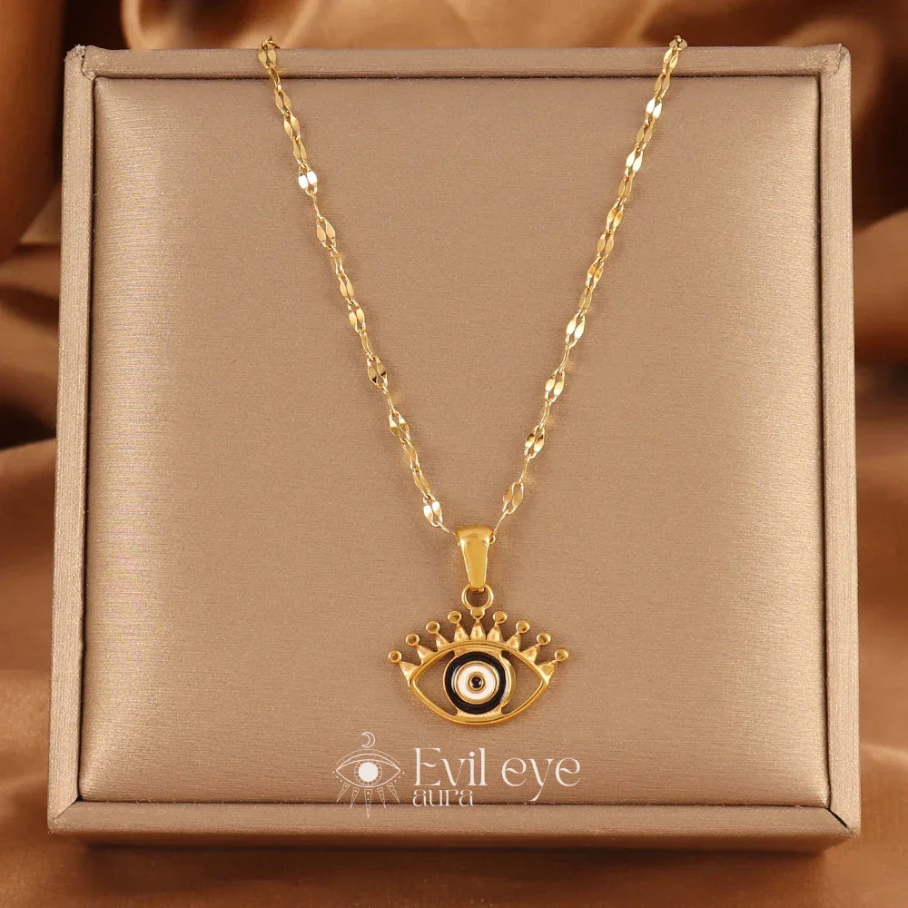 Evil Eye Minimalist Necklace - Golden Veil