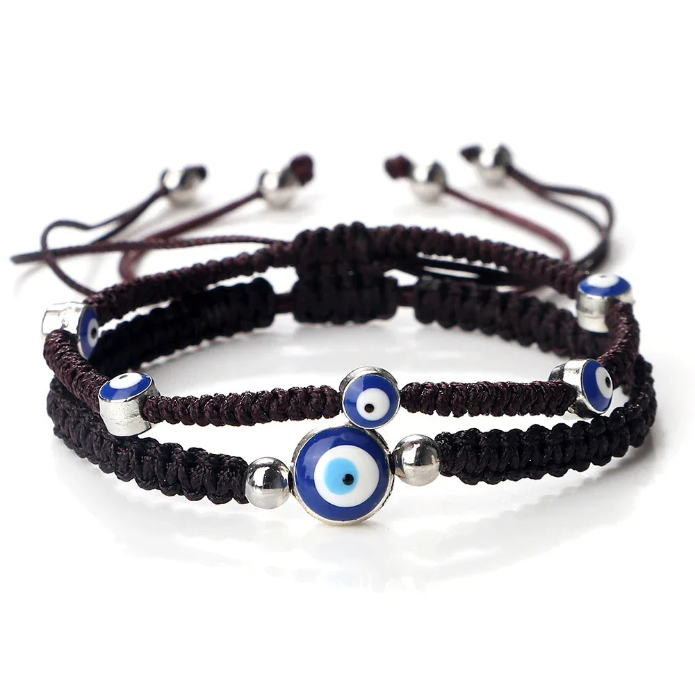Evil Eye Nylon Cord Bracelet - Black
