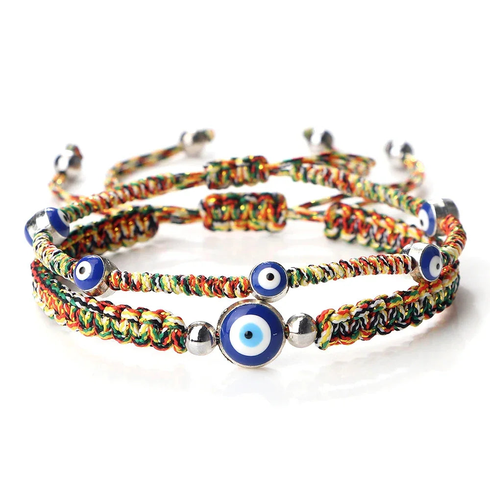 Evil Eye Nylon Cord Bracelet - Green