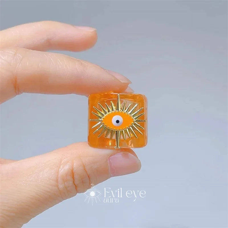 Evil Eye Resin Ring - Orange