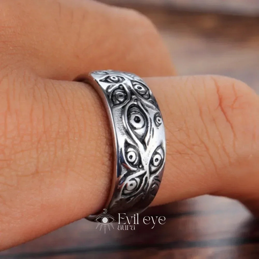 Evil Eye Ring Silver for Men
