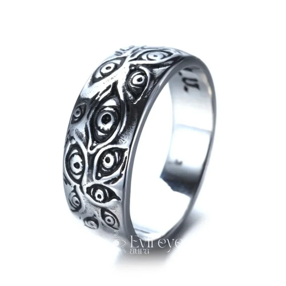 Evil Eye Ring Silver for Men - 8 / Silver