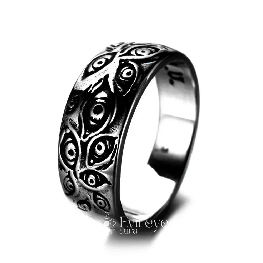 Evil Eye Ring Silver for Men - 8 / Black