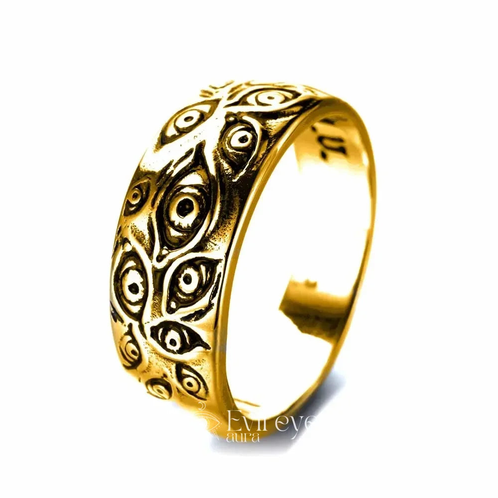 Evil Eye Ring Silver for Men - 8 / Gold