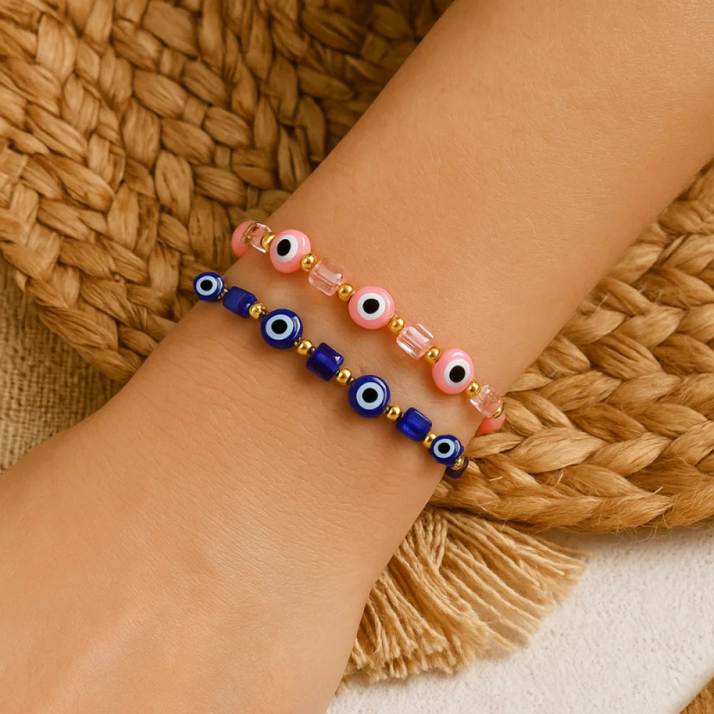 Evil Eye String Bracelet - 12pcs