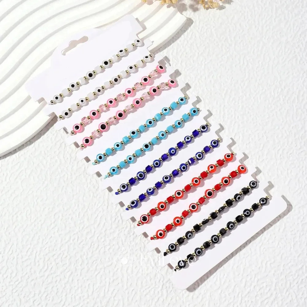 Evil Eye String Bracelet - 12pcs
