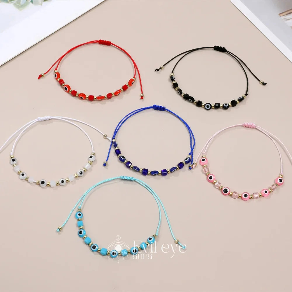 Evil Eye String Bracelet - 12pcs