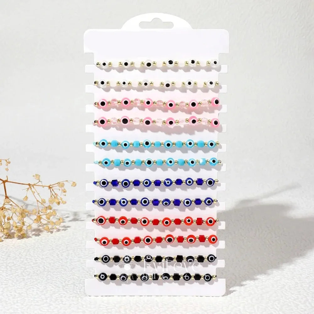 Evil Eye String Bracelet - 12pcs