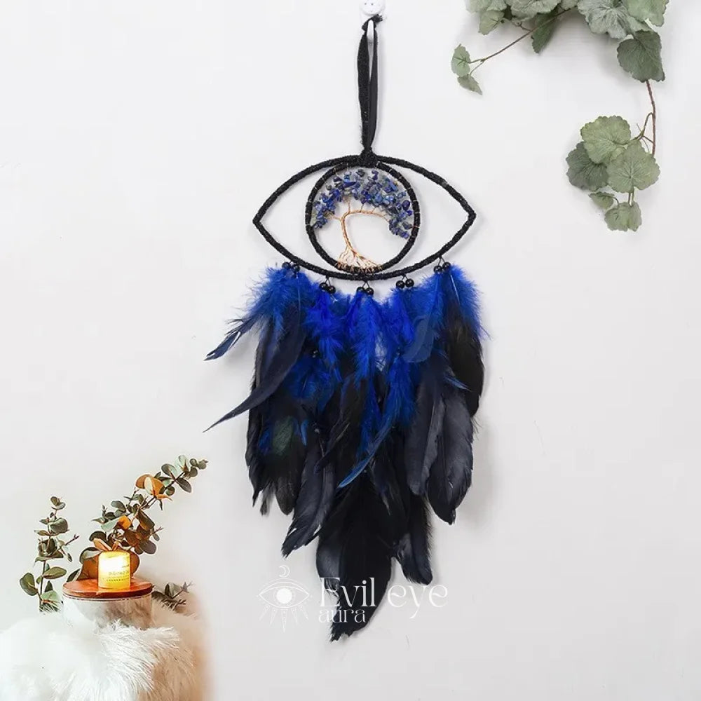 Evil Eye Tree of Life Dream Catcher - Blue / No LED