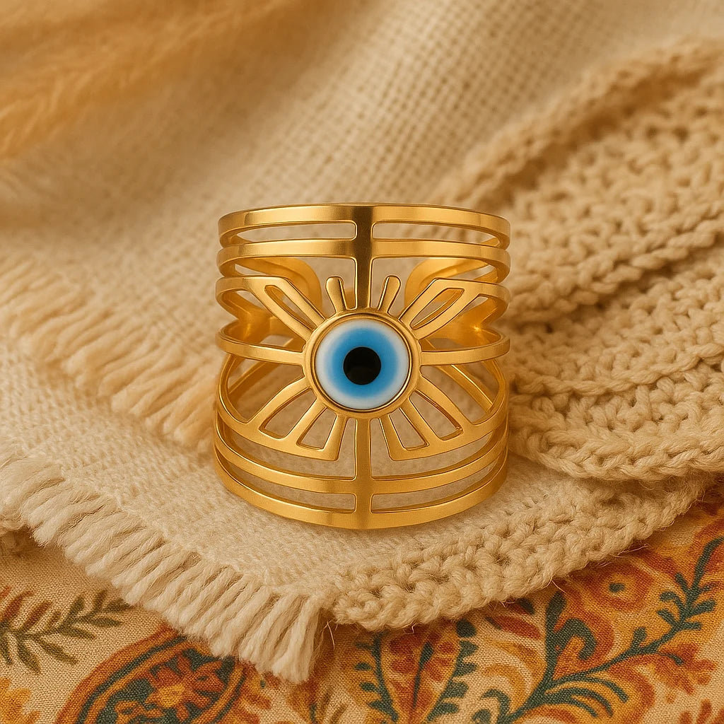Evil Eye Wide Band Ring