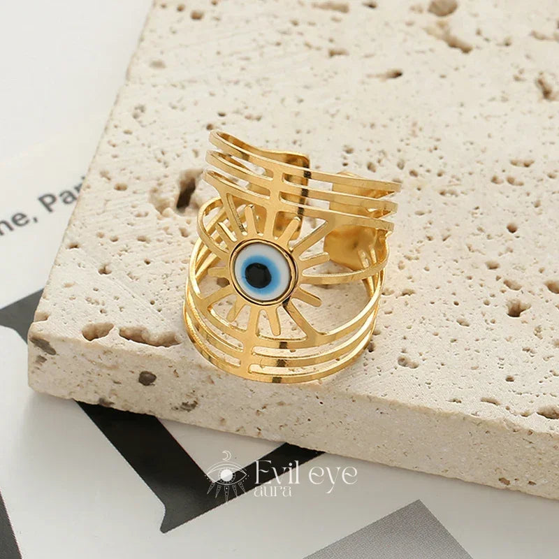 Evil Eye Wide Band Ring