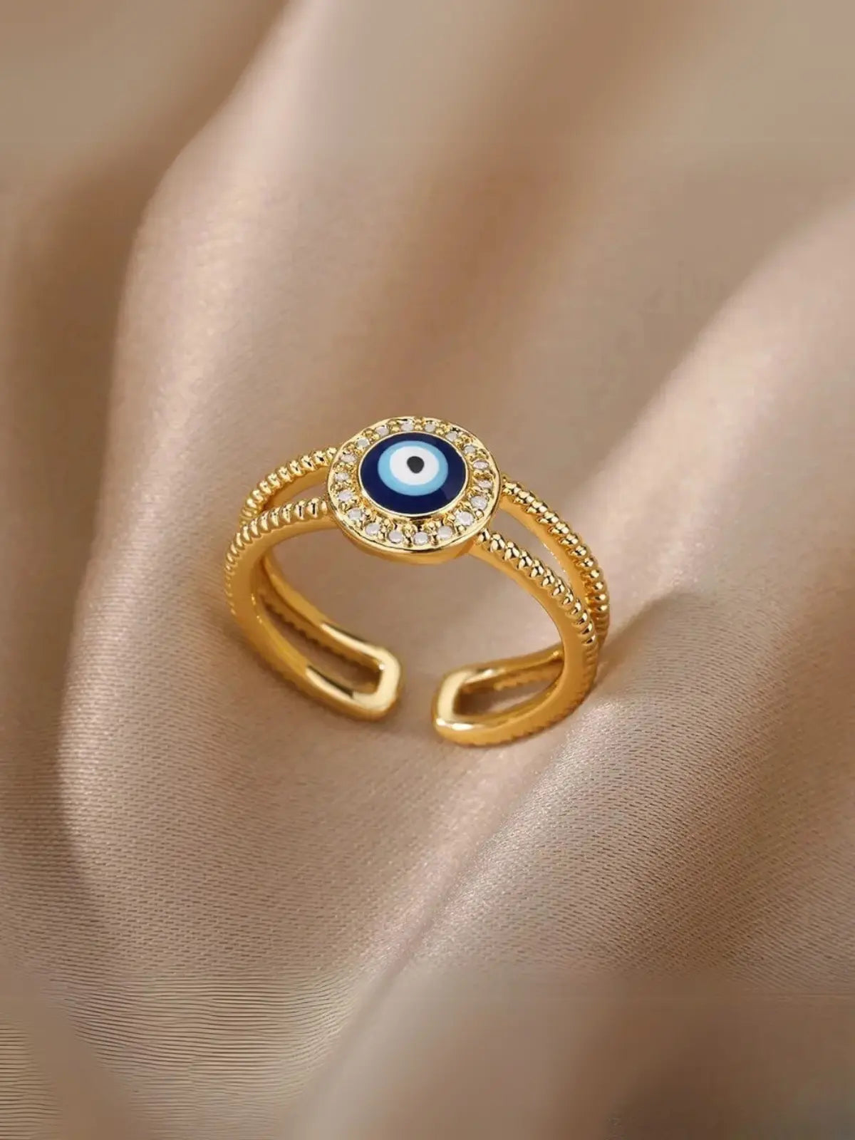 golden evil eye ring