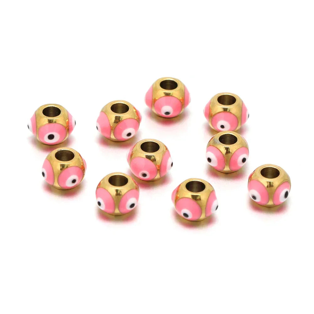 Greek Evil Eye Beads - Gold pink