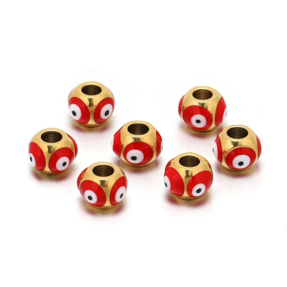 Greek Evil Eye Beads - Gold red