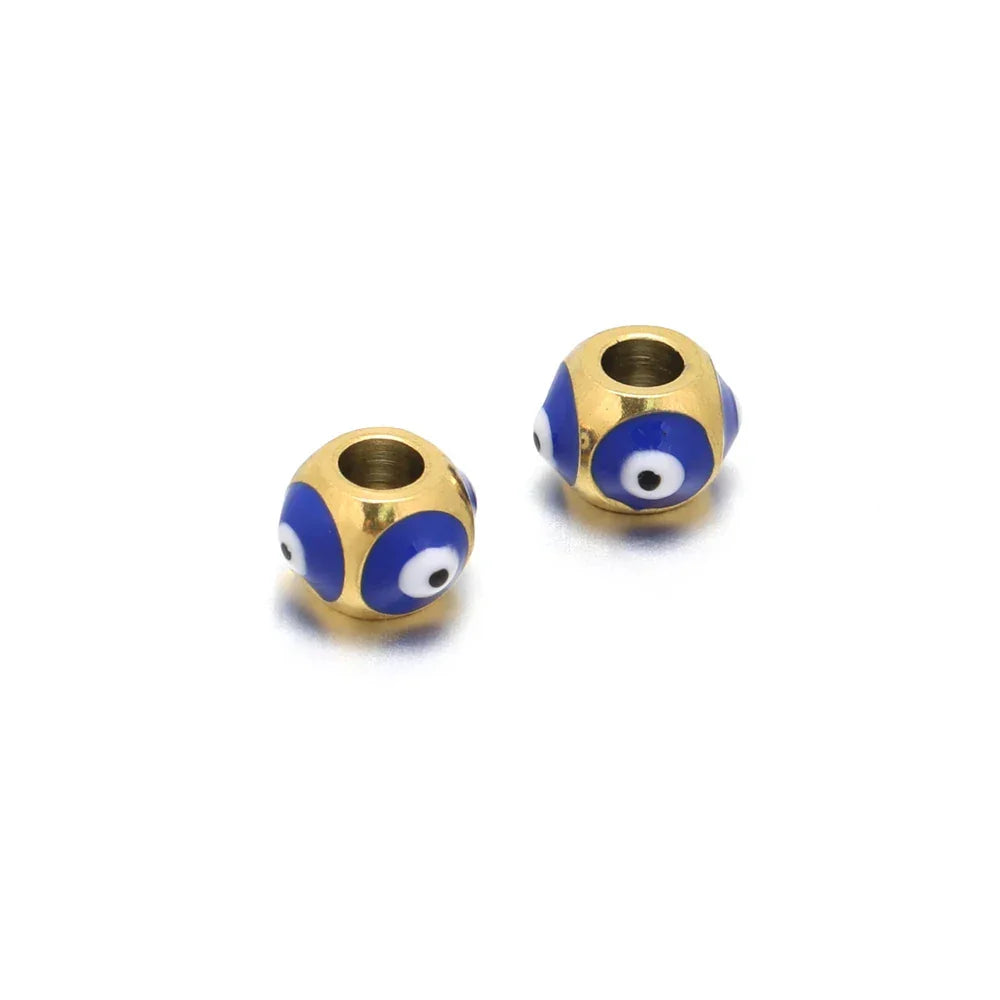 Greek Evil Eye Beads - Gold royal blue