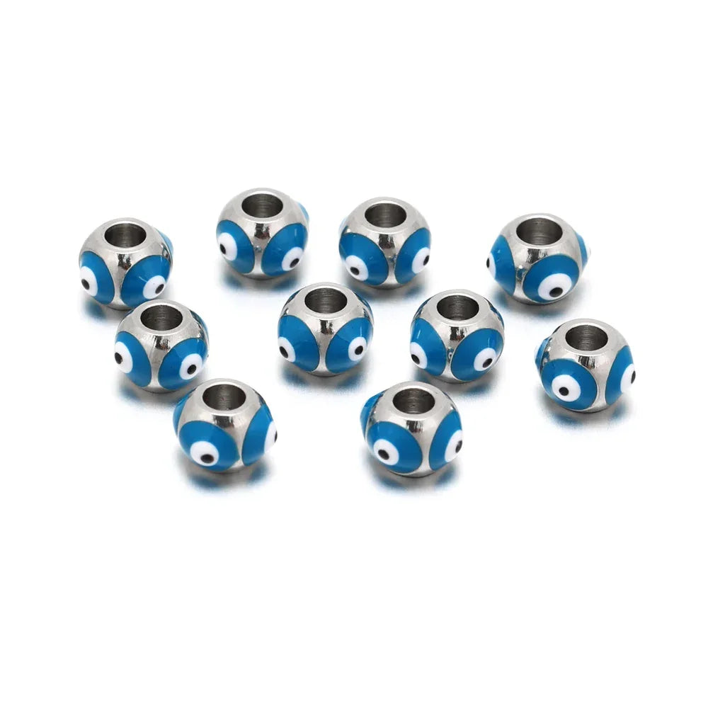 Greek Evil Eye Beads - Steel blue