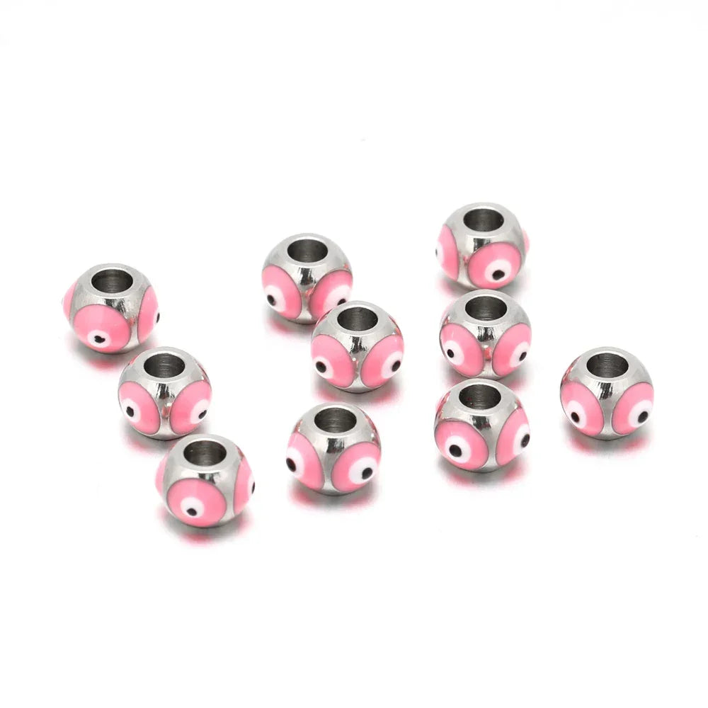 Greek Evil Eye Beads - Steel pink