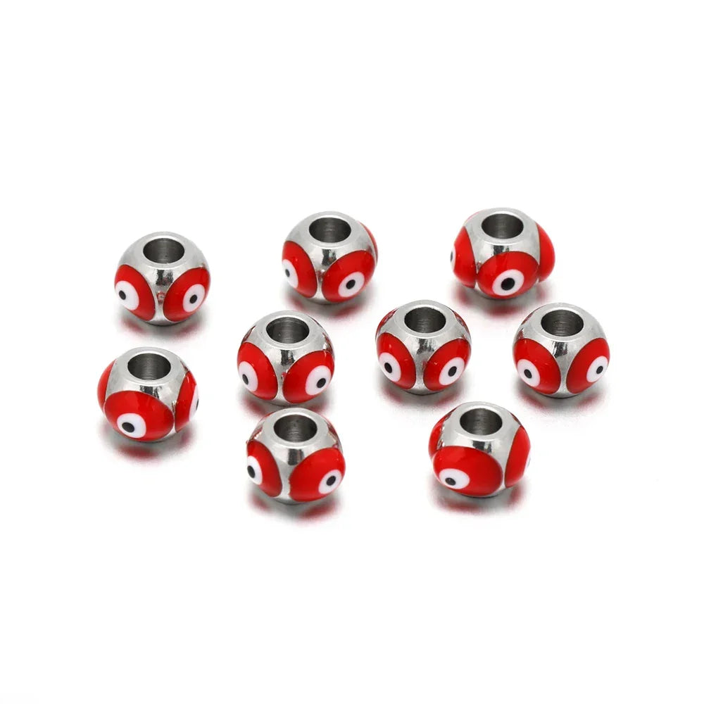 Greek Evil Eye Beads - Steel red
