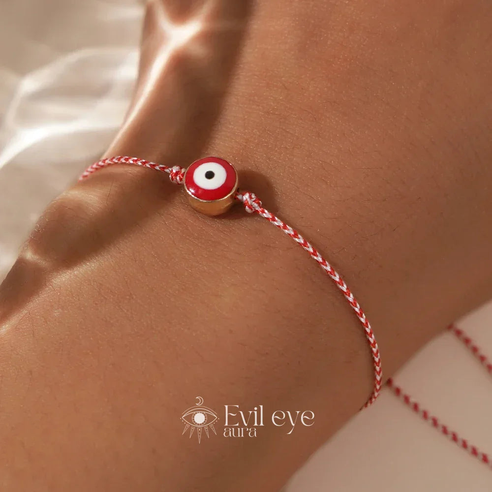 Red and White Evil Eye Bracelet