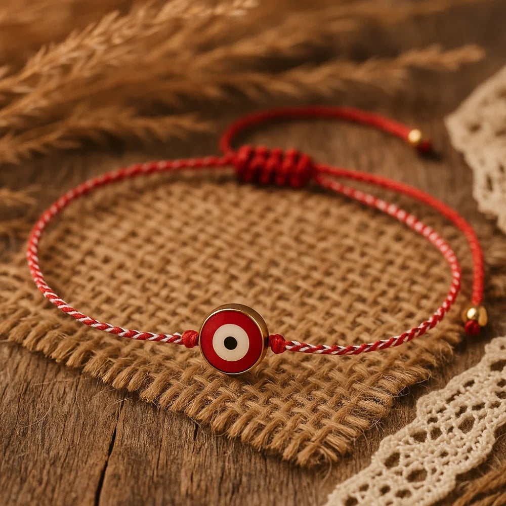 Red and White Evil Eye Bracelet